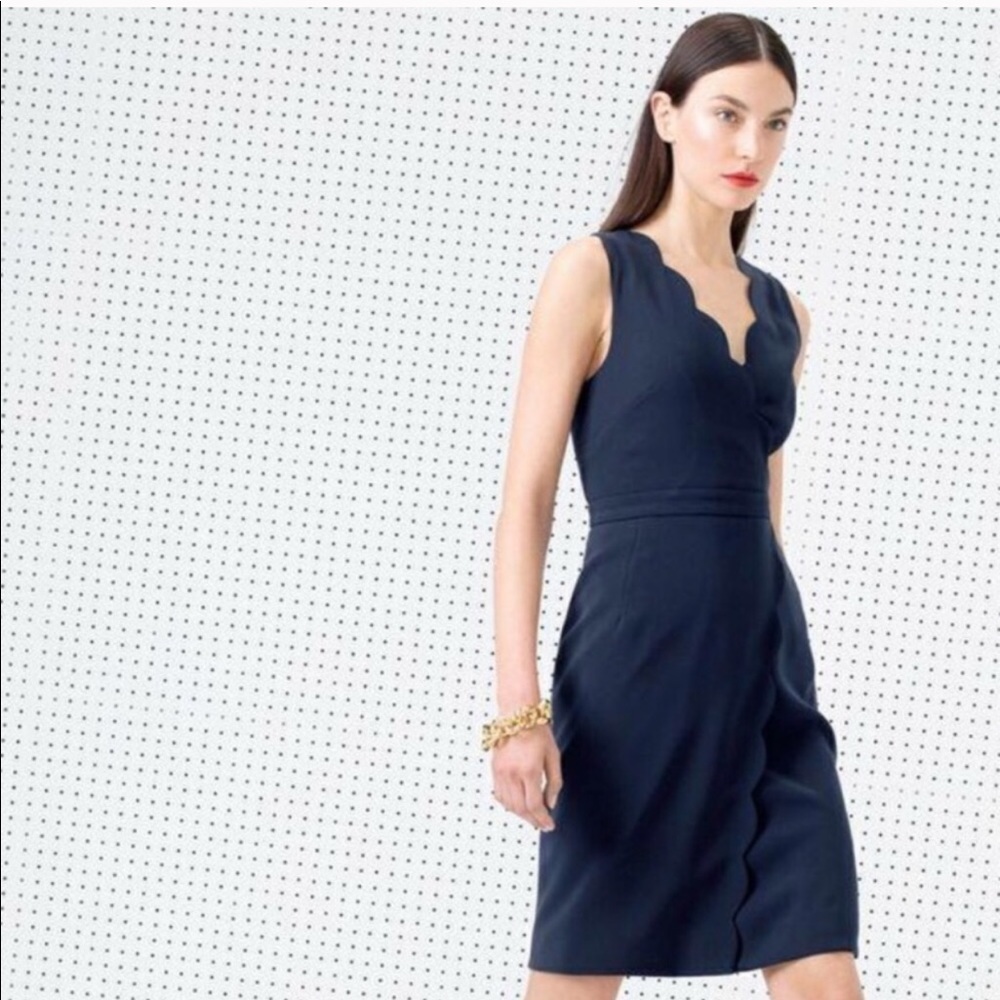 | J. Crew | scalloped navy dress. Size 2.